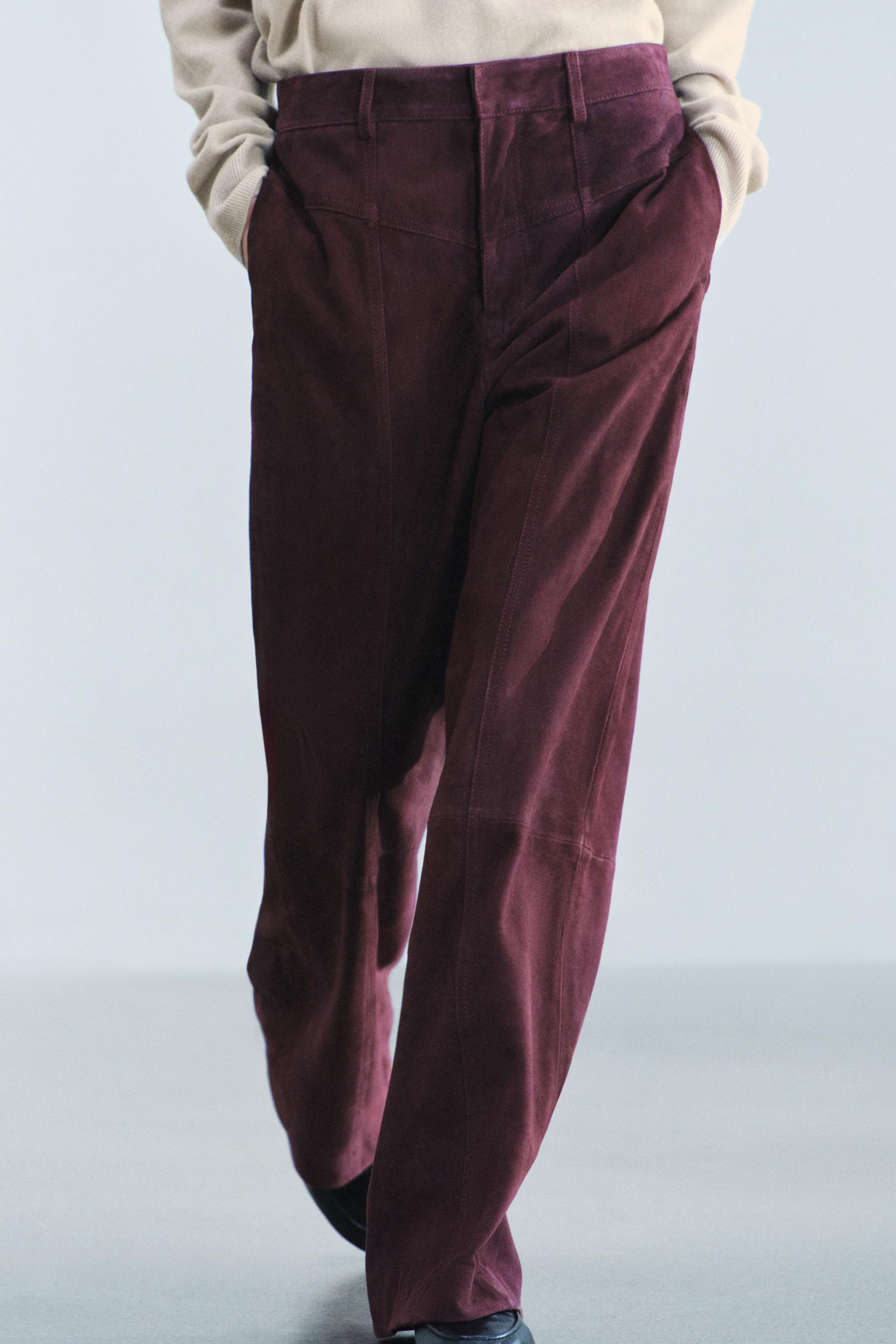 PANTALON EN CUIR DAIM 100 % AVEC POCHES ZW COLLECTION